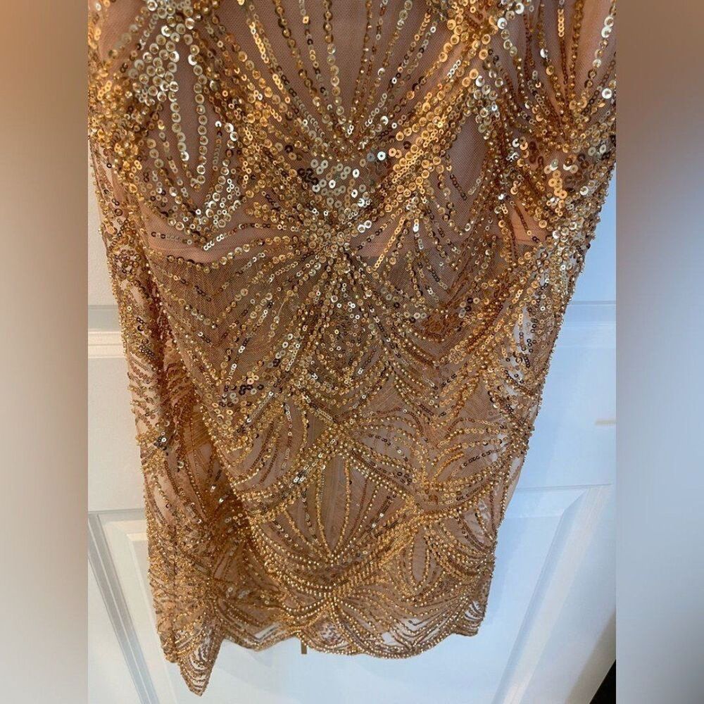 Bronx and Banco Rose Gold Sequin Strapless Midi Dress - Picture 12 of 12